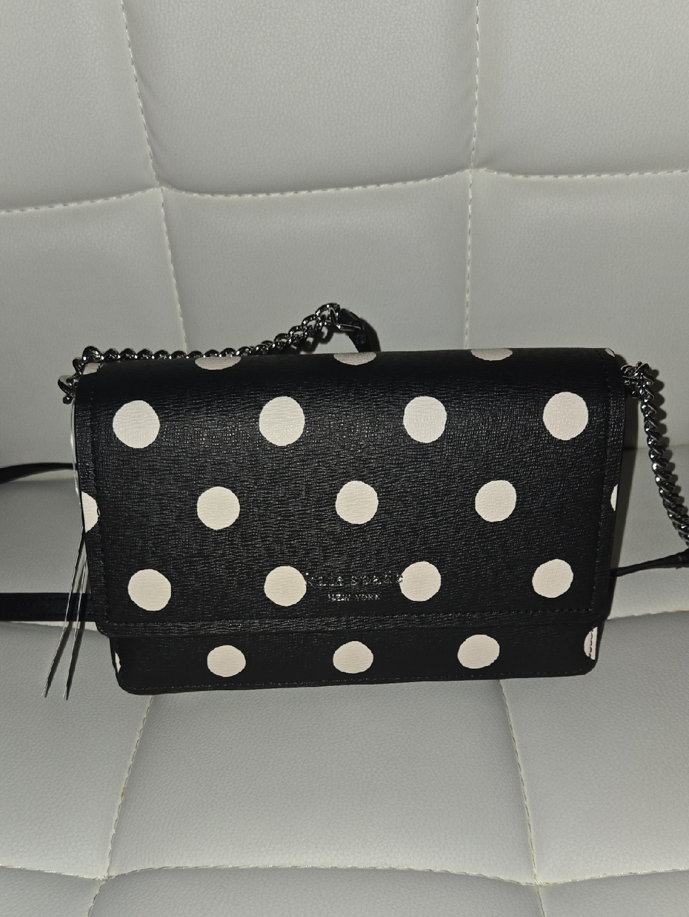 kate spade Black and White Polka Dot Chain Crossbody, New With Tags